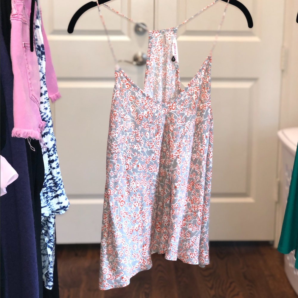 4 - med orange floral tank top